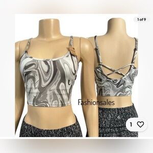 Victoria Secret PINK Active Sports Bra Ultimate Lightly Lined Gray Marble Small